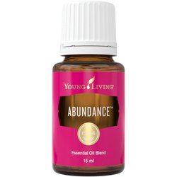 Abundance Young Living, mezcla de aceites esenciales 15ml, frasco ámbar con etiqueta roja y dorada