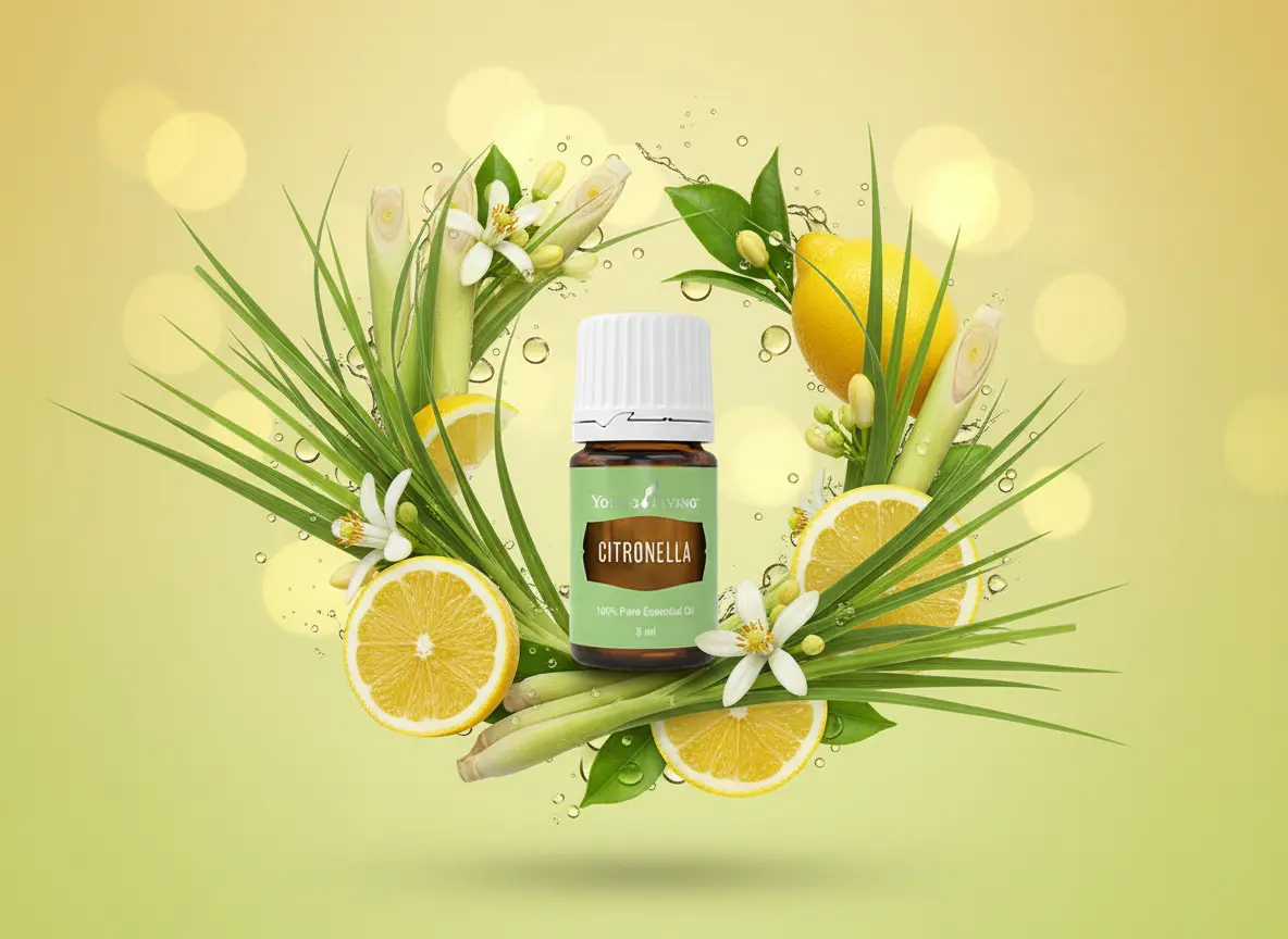 Citronella Young Living España - Aceite esencial (Cymbopogon nardus) con aroma cítrico intenso y refrescante