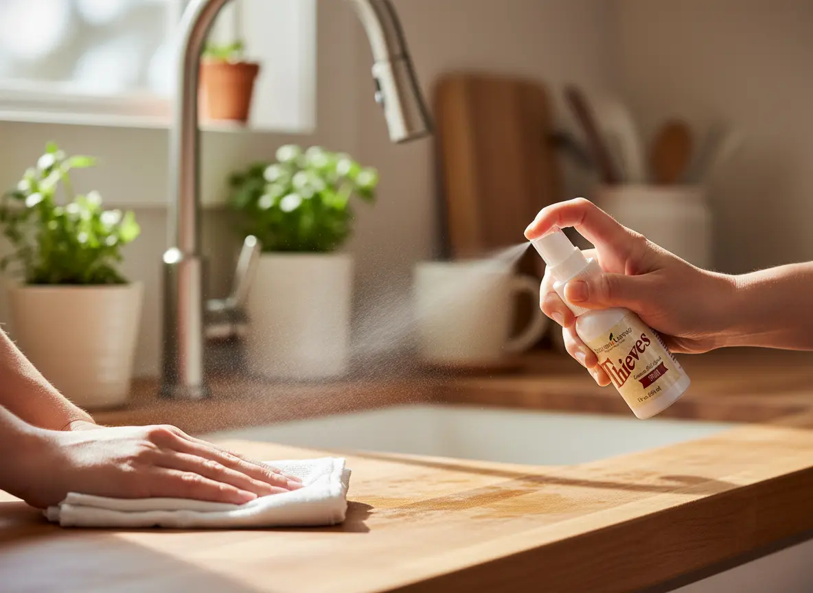 Thieves Spray Young Living España - atomizador portátil para limpieza rápida en pequeñas superficies