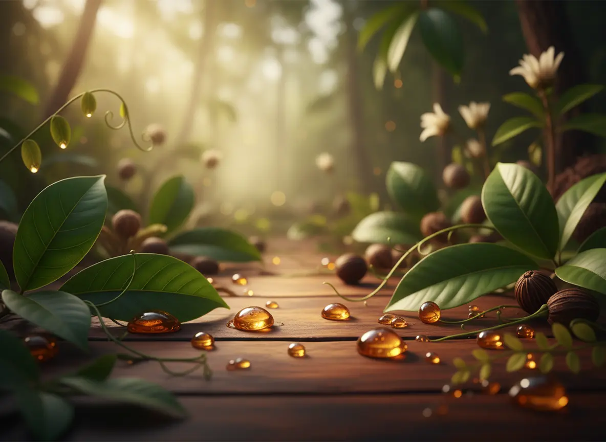 Fondo premium Copaiba Young Living para sección de usos y autocuidado