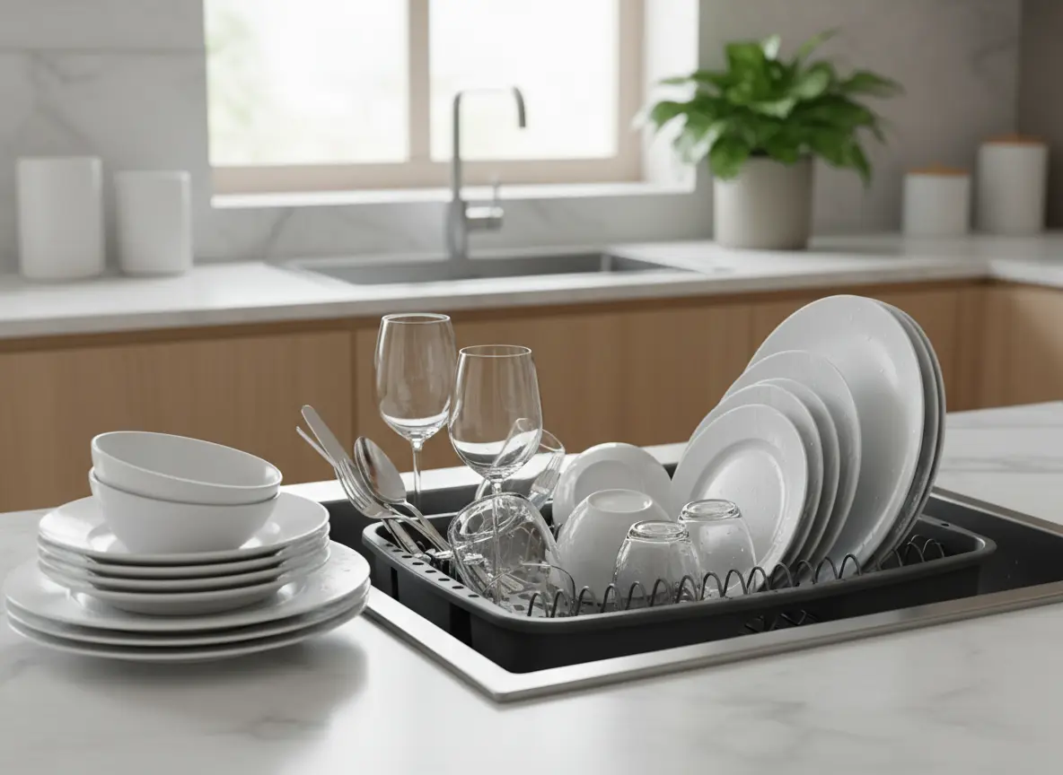 Guía de uso Thieves Washing Up Liquid - fregadero con platos limpios y brillantes