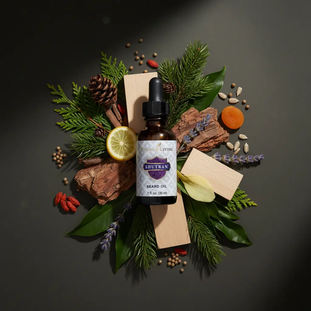 Shutran® Beard Oil Young Living España - aceite premium para barba con aroma amaderado y ahumado