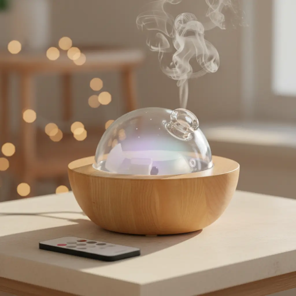 Aria Ultrasonic Diffuser Young Living España - detalles y acabado premium inspirado en madera