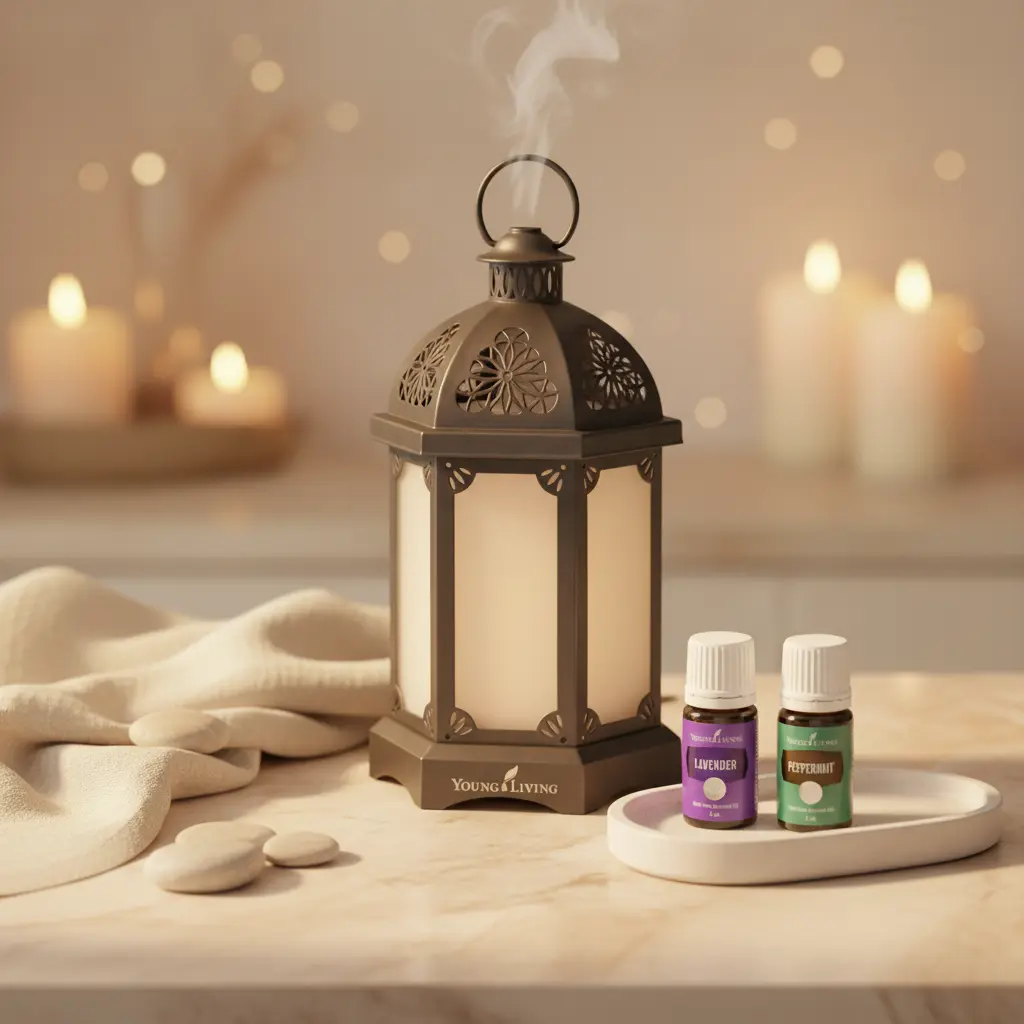 Difusor de aromaterapia Charcoal Lantern de metal y cristal para salón