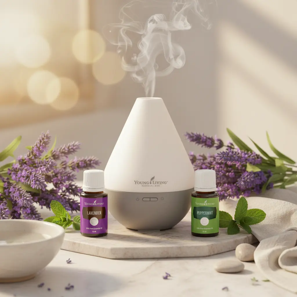 Difusor Dewdrop Young Living España - Difusor de aroma elegante con luz ambiente